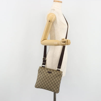 Gucci Zip Top Messenger GG Canvas with Leather, Beige, Canvas, Shoulder Bag