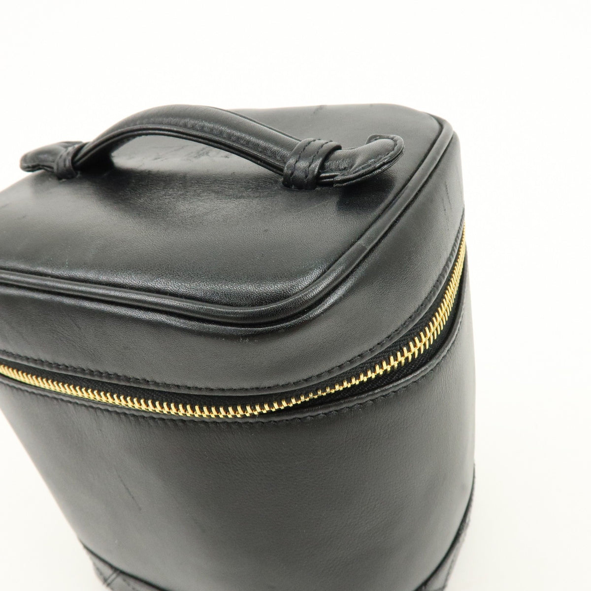 Chanel Vintage Cosmetic Case Lambskin, Black, Leather, Clutch