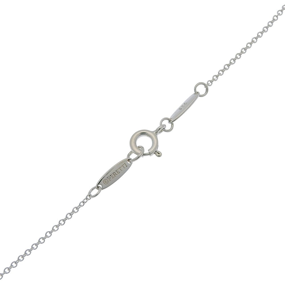 Tiffany & Co. Elsa Peretti Open Heart Pendant Sterling Silver with Pink Sapphire, Silver, Silver, Necklace