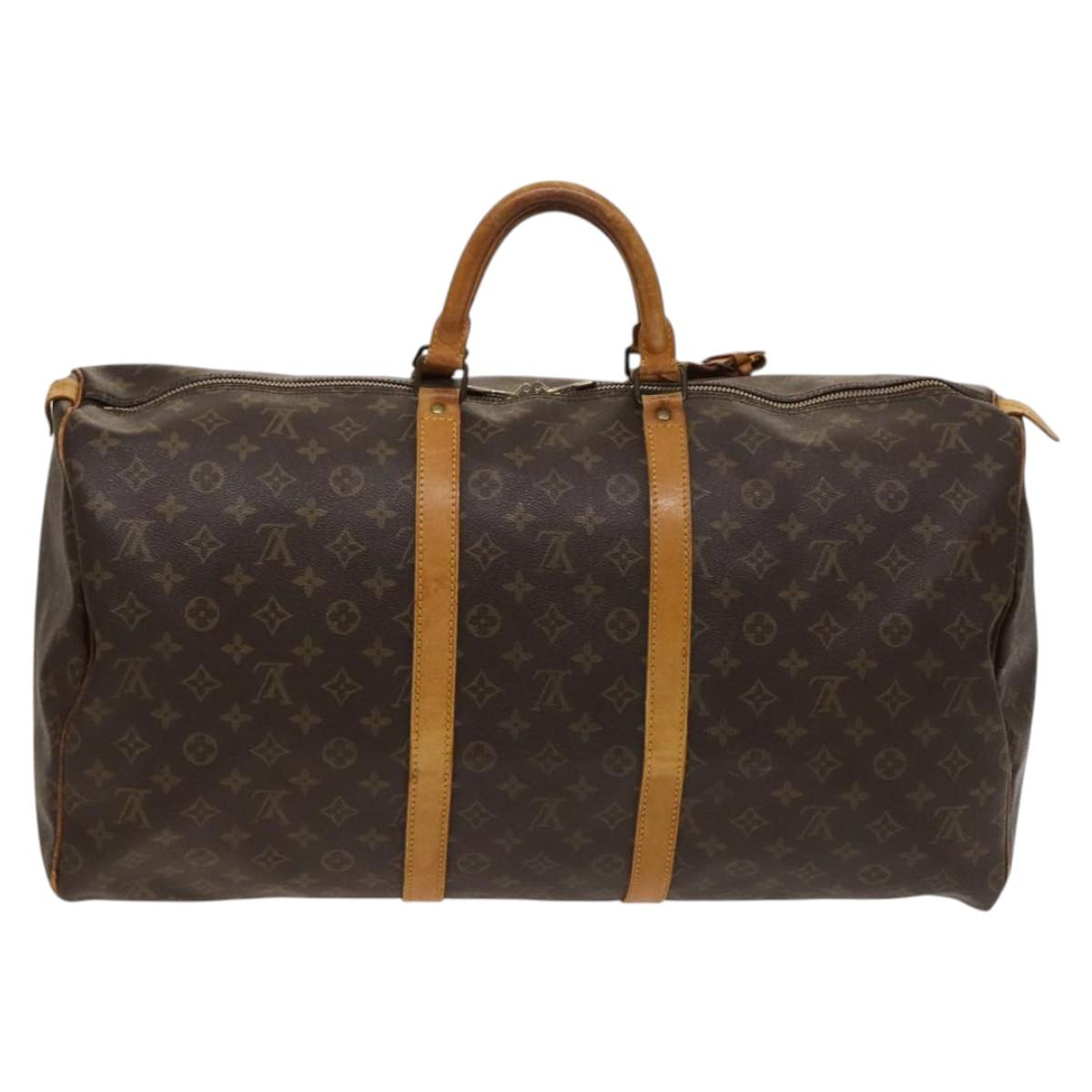 Louis Vuitton Keepall Bag Monogram Canvas, BROWN, CANVAS, Travel bag