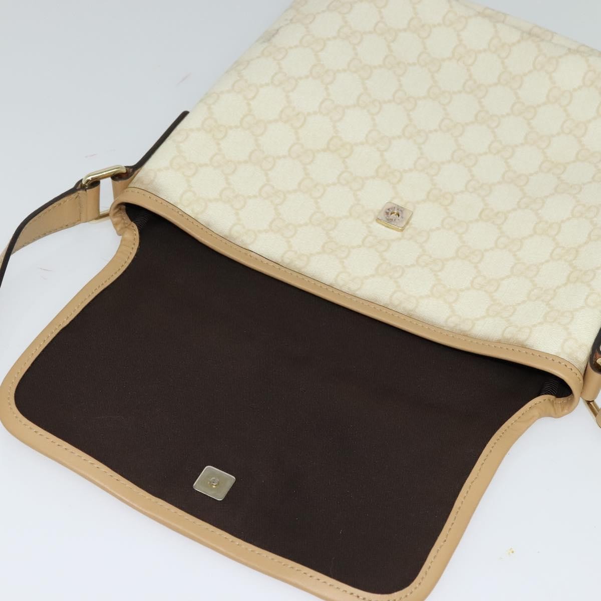 Gucci Flap Messenger GG Coated Canvas, White, Canvas, Shoulder Bag