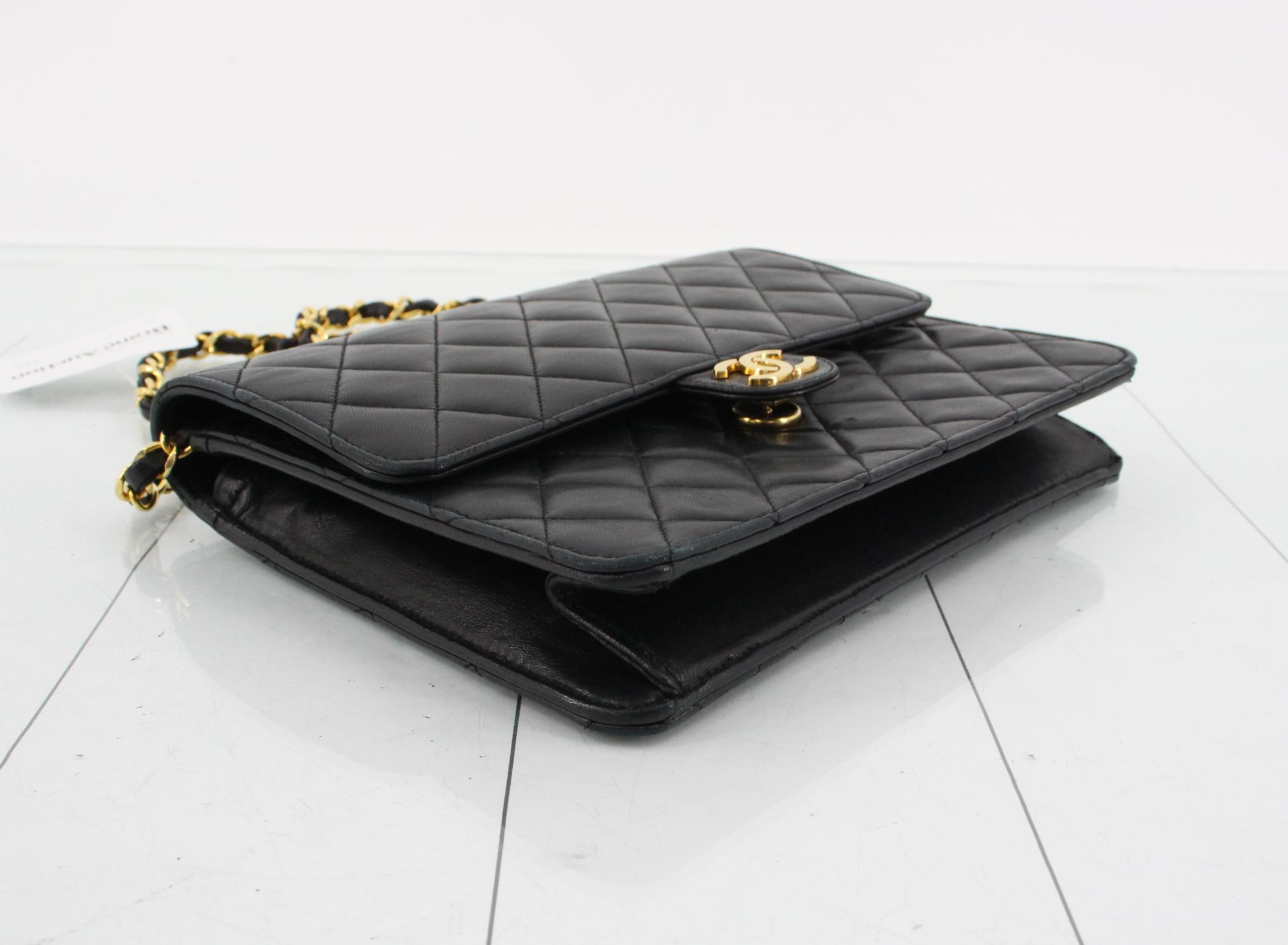 Chanel Chain Flap Shoulder Bag Quilted Lambskin, BLACK, LEATHER, Shoulder bag