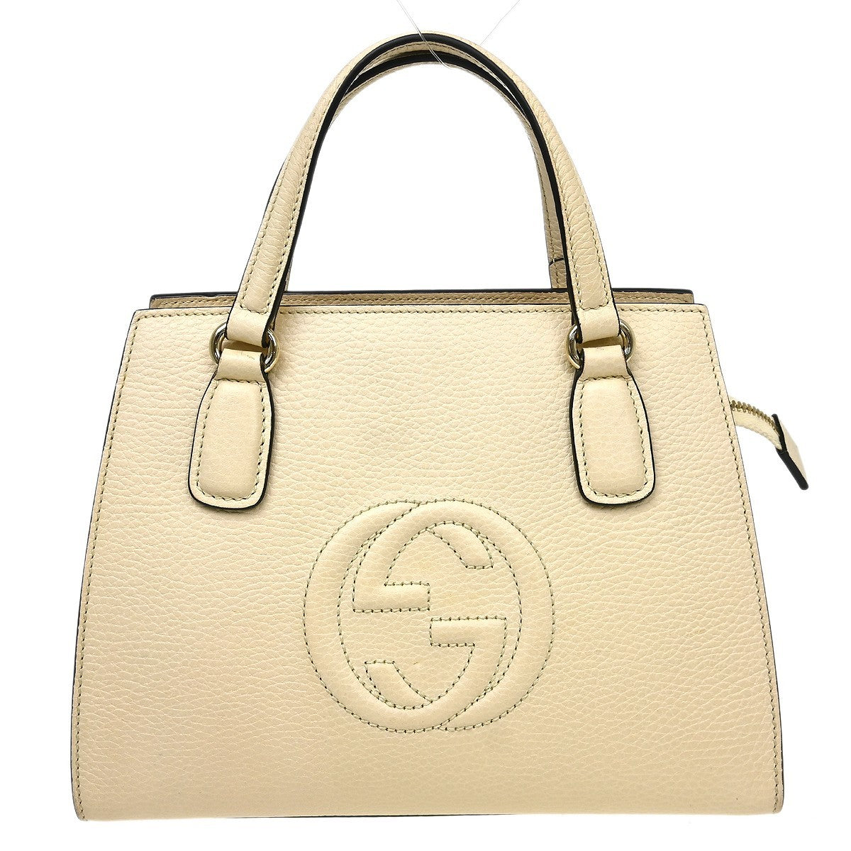 Gucci Soho Convertible Top Handle Satchel Leather, Beige, Leather, Handbag