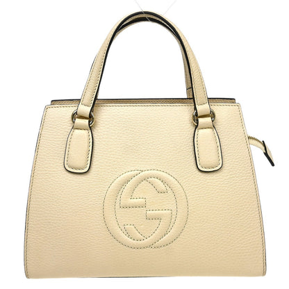 Gucci Soho Convertible Top Handle Satchel Leather, Beige, Leather, Handbag