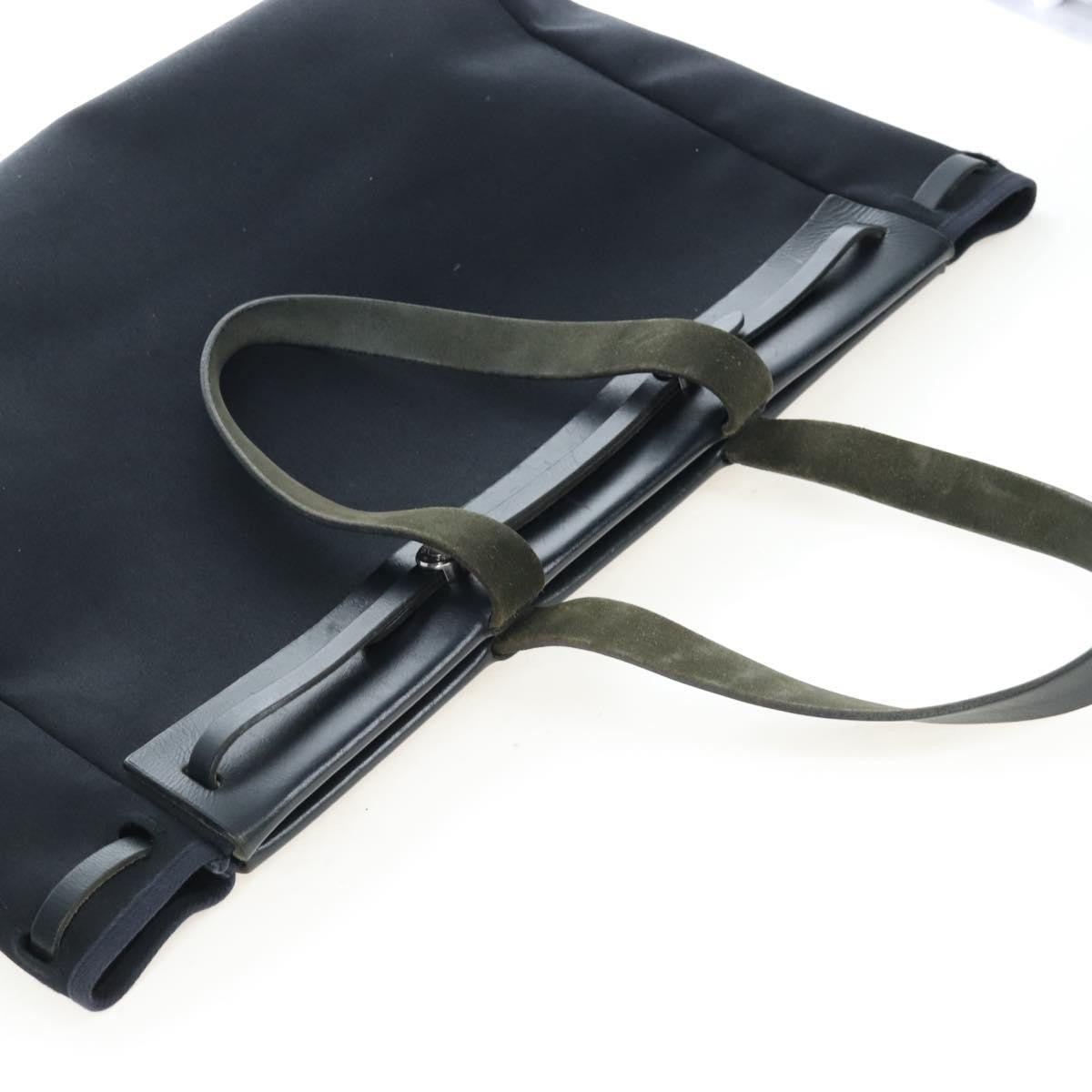 Hermes Herbag Cabas Toile and Leather, Black, Canvas, Tote Bag
