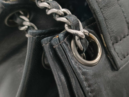 Chanel Chocolate Bar Accordion Reissue Flap Bag Quilted Lambskin with Patent, BLACK, LEATHER, Shoulder bag