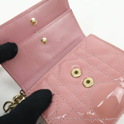 Christian Dior Lady Dior Cannage Quilt Leather, Pink, Patent Leather, Wallet