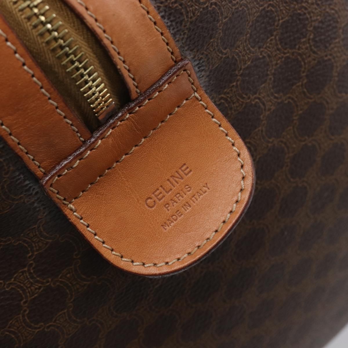 Celine Vintage Duffle Macadam Coated Canvas, Brown, Canvas, Handbag