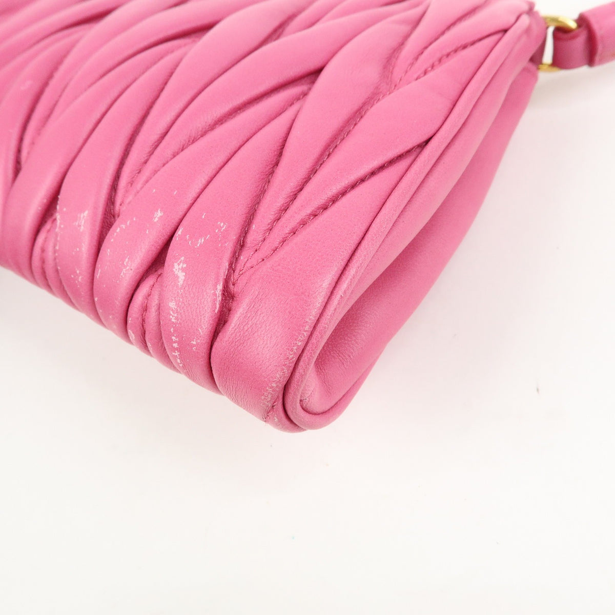 Miu Miu Zip Wristlet Matelasse Leather, Pink, Leather, Clutch