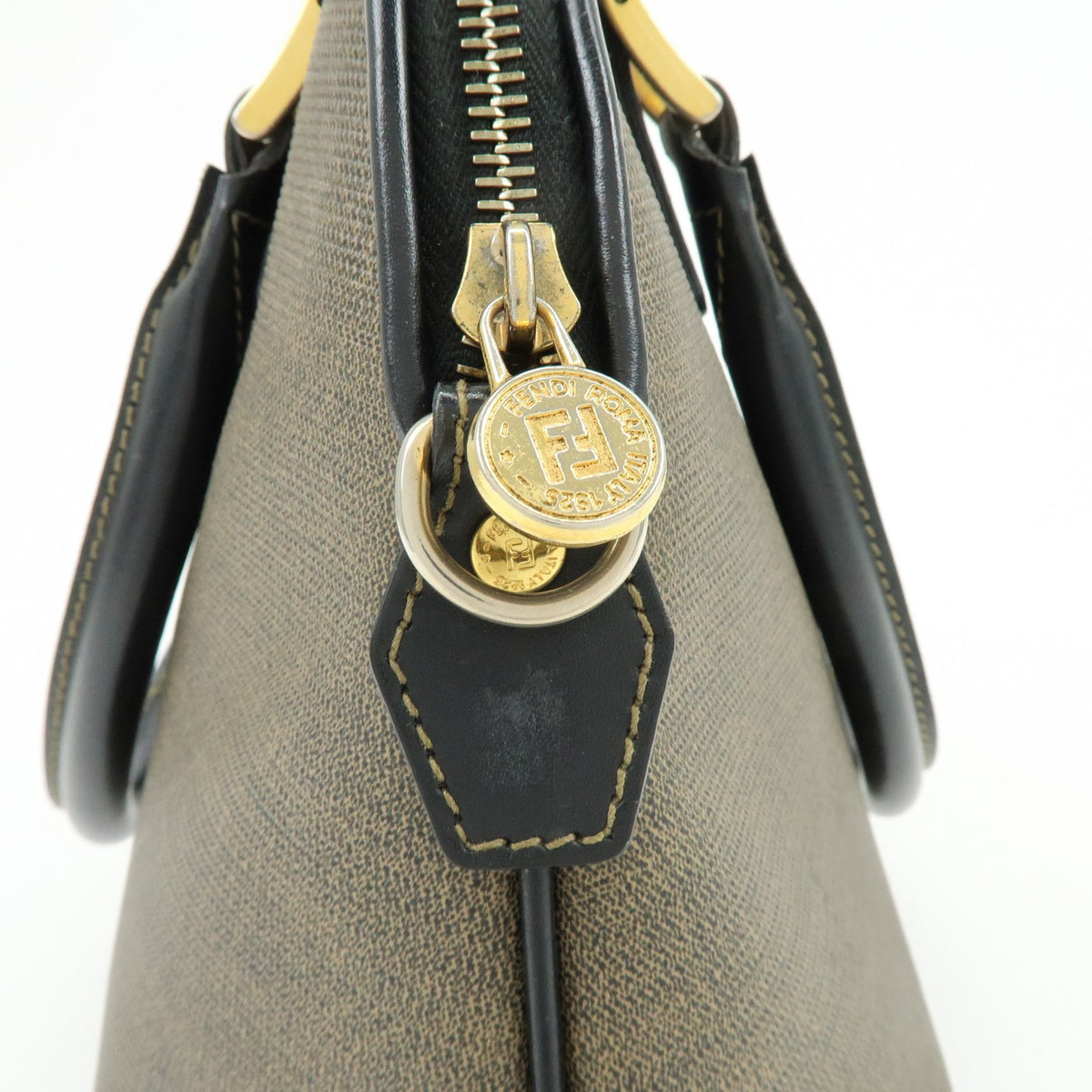 Fendi Vintage Dome Satchel Leather, Brown, Leather, Handbag