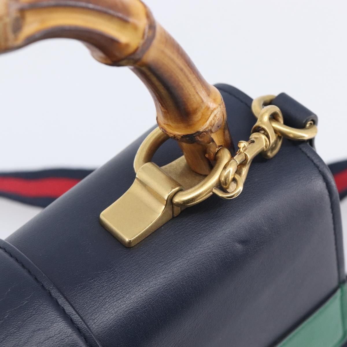 Gucci Dionysus Bamboo Top Handle Leather, Navy, Leather, Handbag