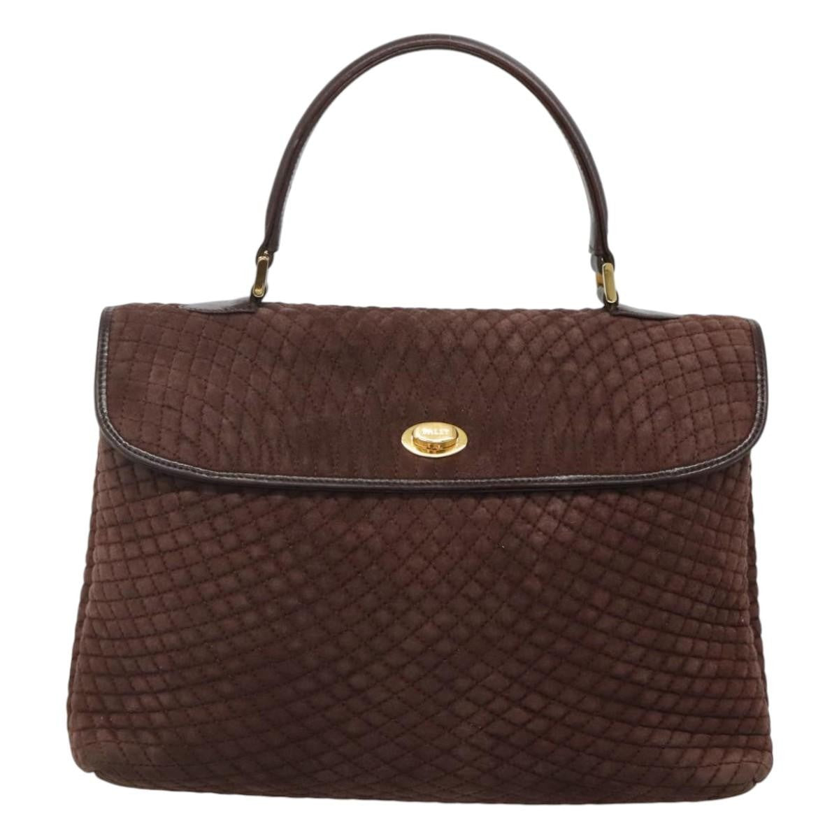 Bally Handbag Quilted Suede, Brown, Suede, Handbag