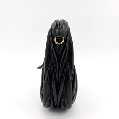 Miu Miu Wander Hobo Matelasse Leather, Black, Leather, Shoulder Bag