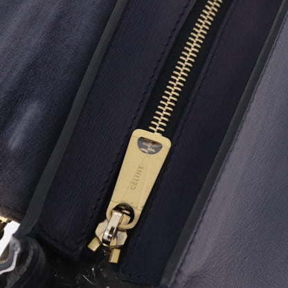 Celine Tricolor Trapeze Leather, Navy, Leather, Handbag
