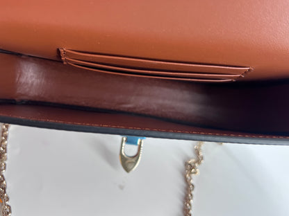 Valentino Garavani Rockstud Flip Lock Flap Bag Leather, BROWN, LEATHER, Handbag