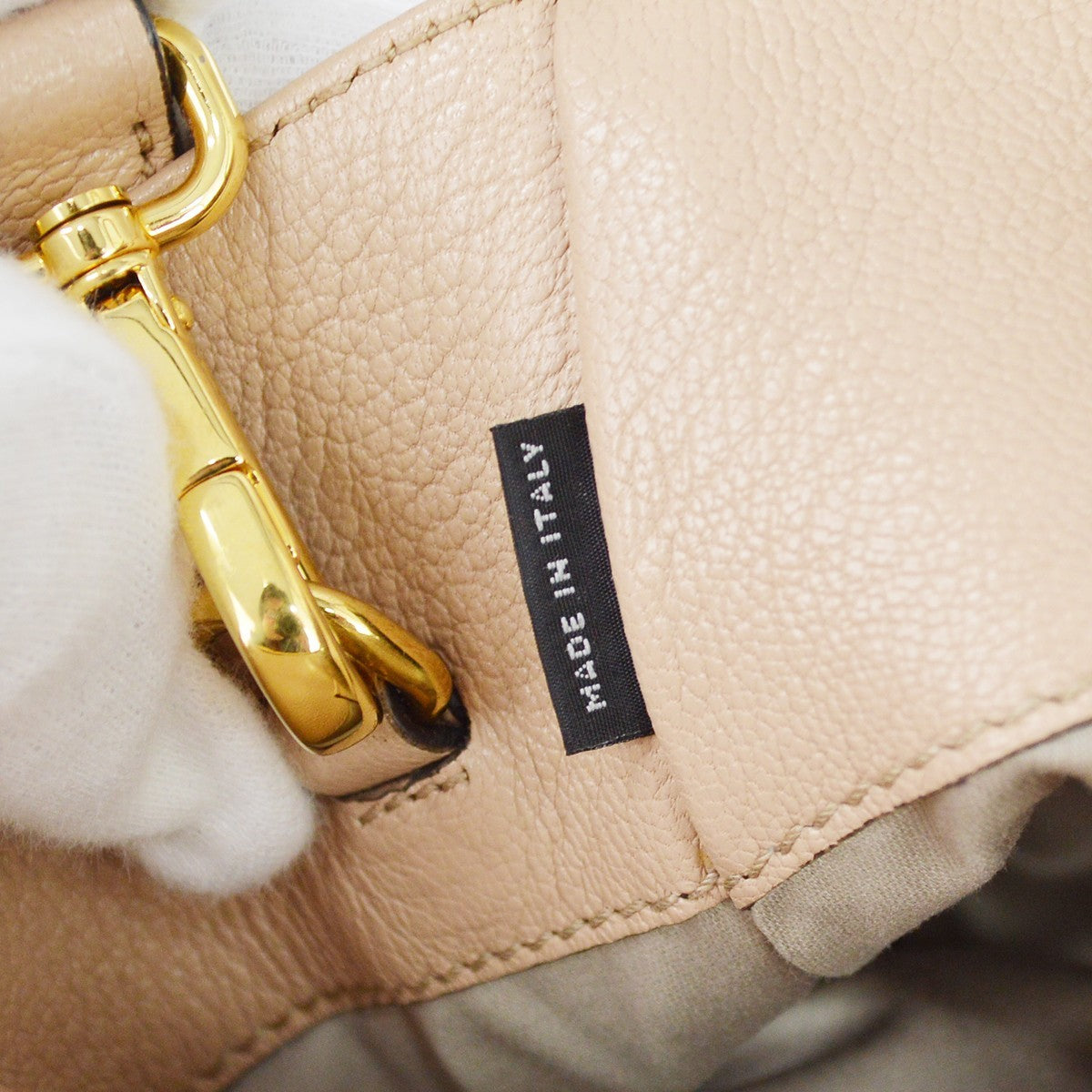 Miu Miu Madras Convertible Side Zip Satchel Leather, Beige, Leather, Tote Bag