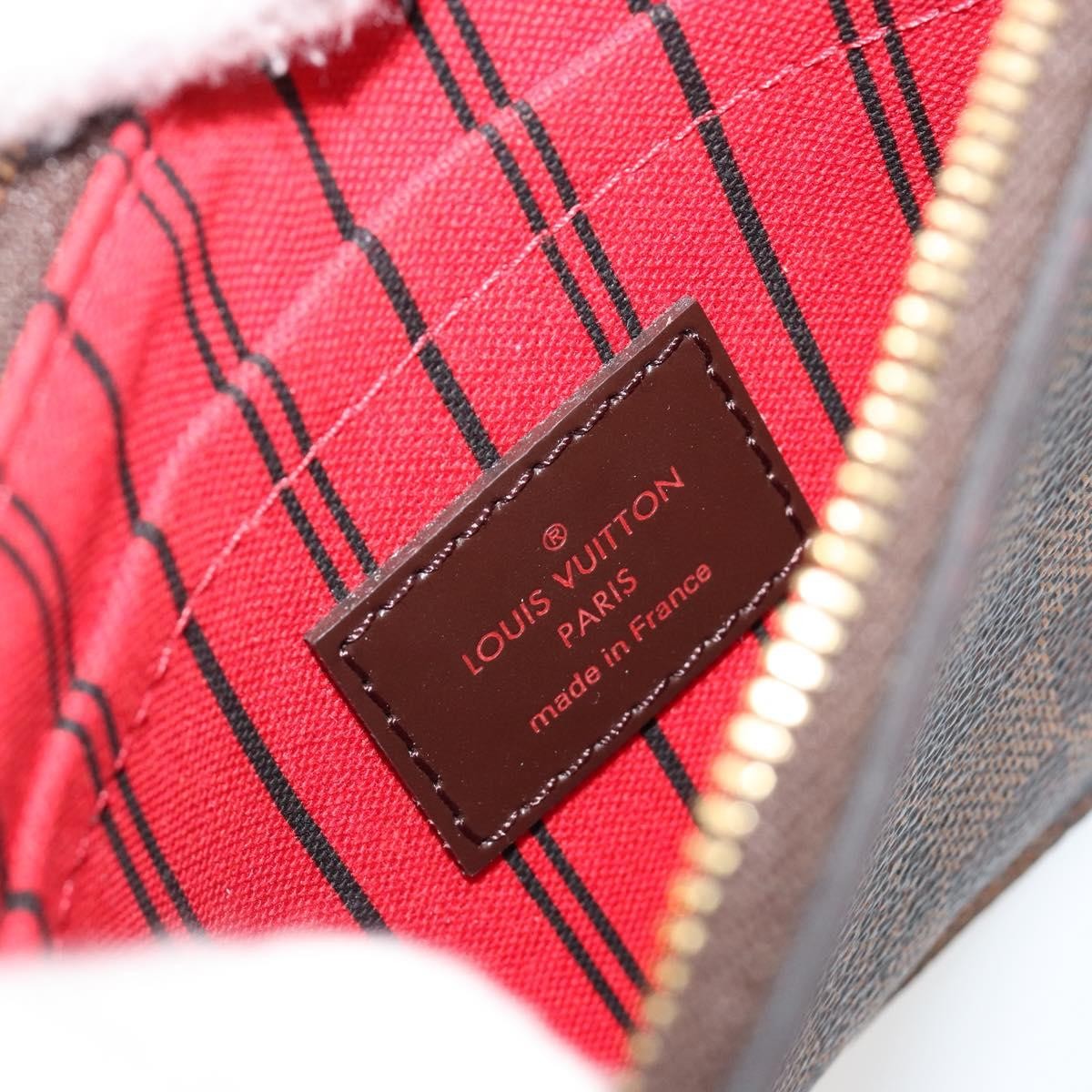 Louis Vuitton Neverfull Pochette Damier, Brown, Canvas, Clutch