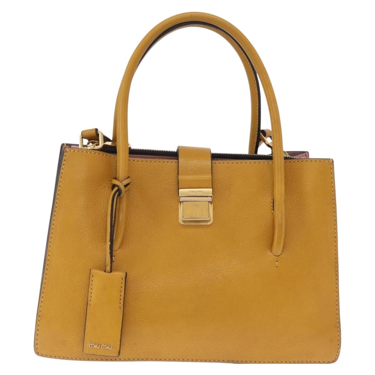 Miu Miu Madras Convertible Compartment Leather, Yellow, Leather, Tote Bag