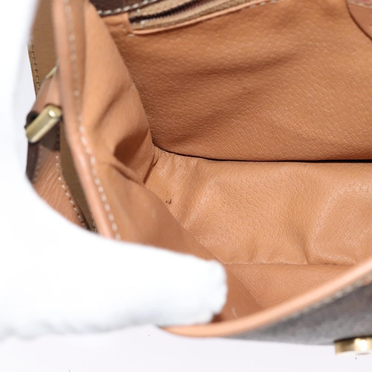 Celine Vintage Macadam Circle Logo Canvas and Leather, Brown, Canvas, Shoulder Bag