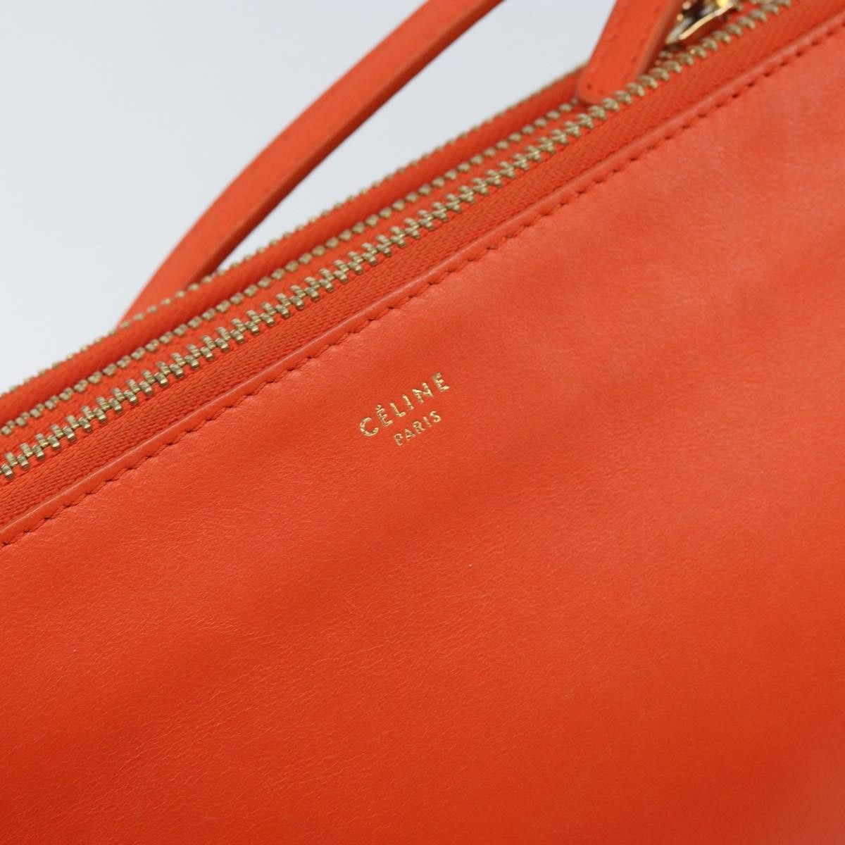 Celine Trio Leather, Orange, Leather, Shoulder Bag