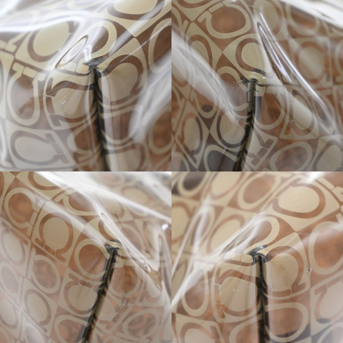 Salvatore Ferragamo Gancini PVC Leather, Brown, PVC, Shoulder Bag