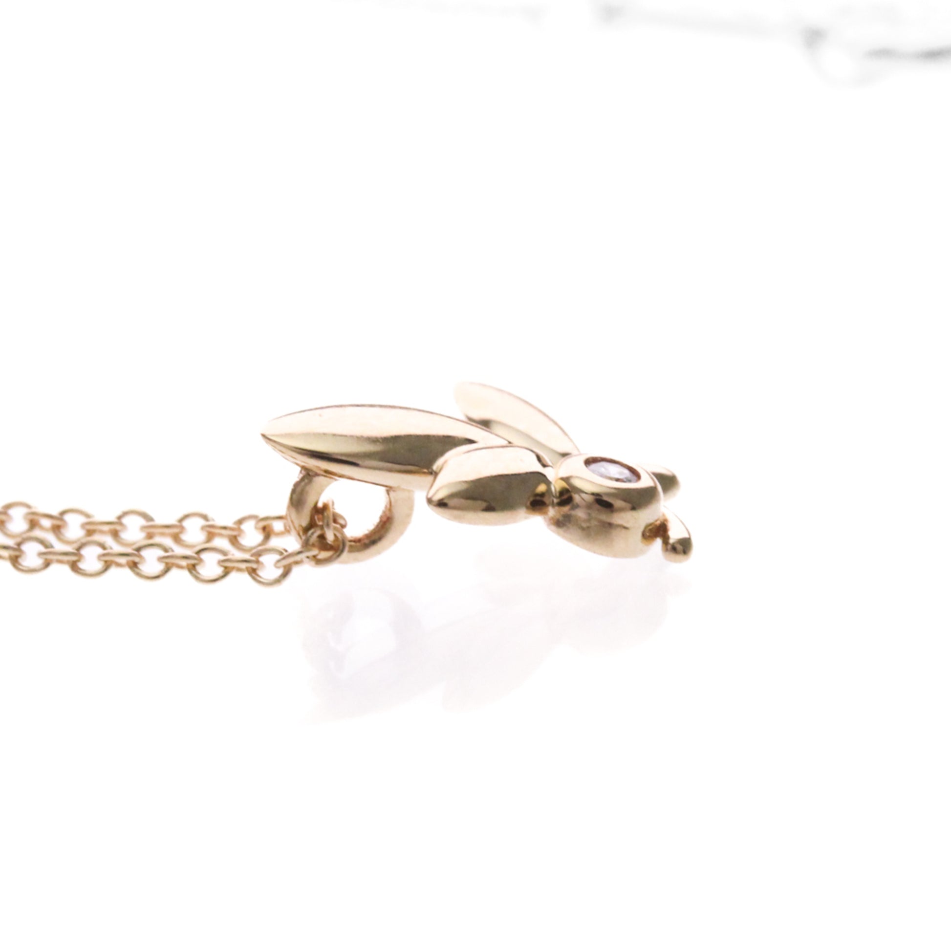Tiffany & Co. Paloma Picasso Olive Leaf Pendant 18K Rose Gold with Diamond, Gold, Pink Gold, Necklace