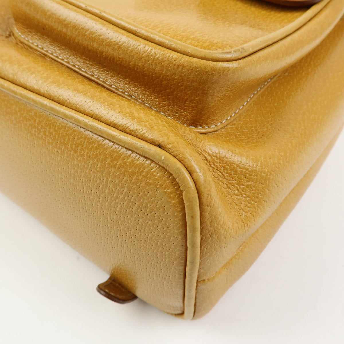 Gucci Vintage Bamboo Leather, Yellow, Leather, Backpack