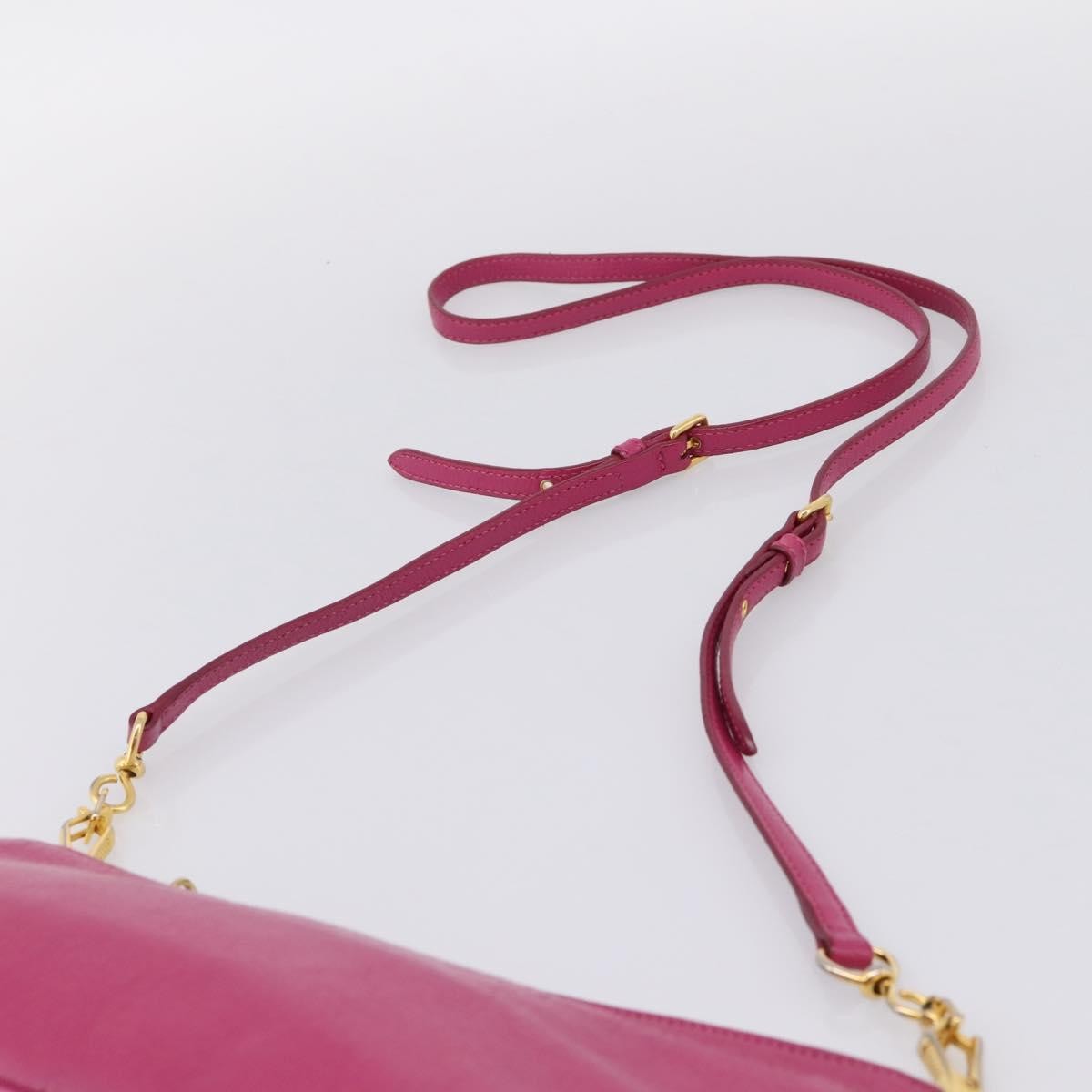 Miu Miu Madras Double Zip Leather, Pink, Leather, Crossbody Bag