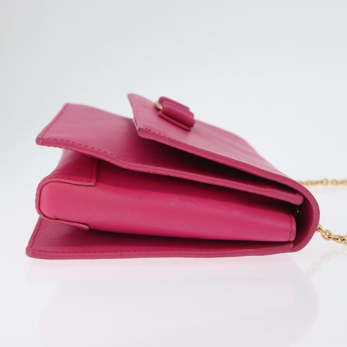Salvatore Ferragamo Vala Chain Leather, Pink, Leather, Shoulder Bag