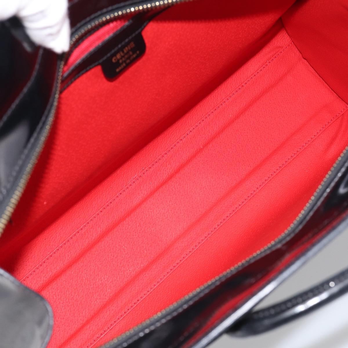 Celine Tote Leather, Black, Patent Leather, Tote Bag