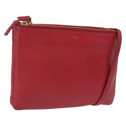Celine Trio Leather, Red, Leather, Crossbody Bag