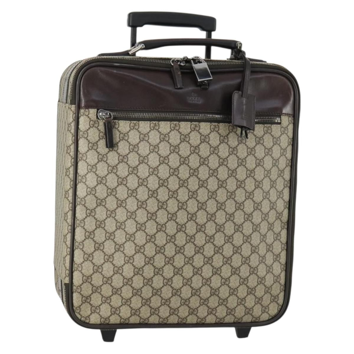 Gucci Web Trolley Rolling Luggage GG Coated Canvas, Beige, PVC, Travel Bag