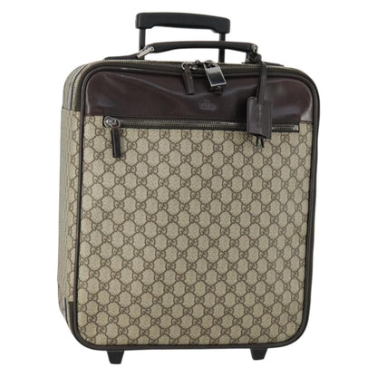 Gucci Web Trolley Rolling Luggage GG Coated Canvas, Beige, PVC, Travel Bag