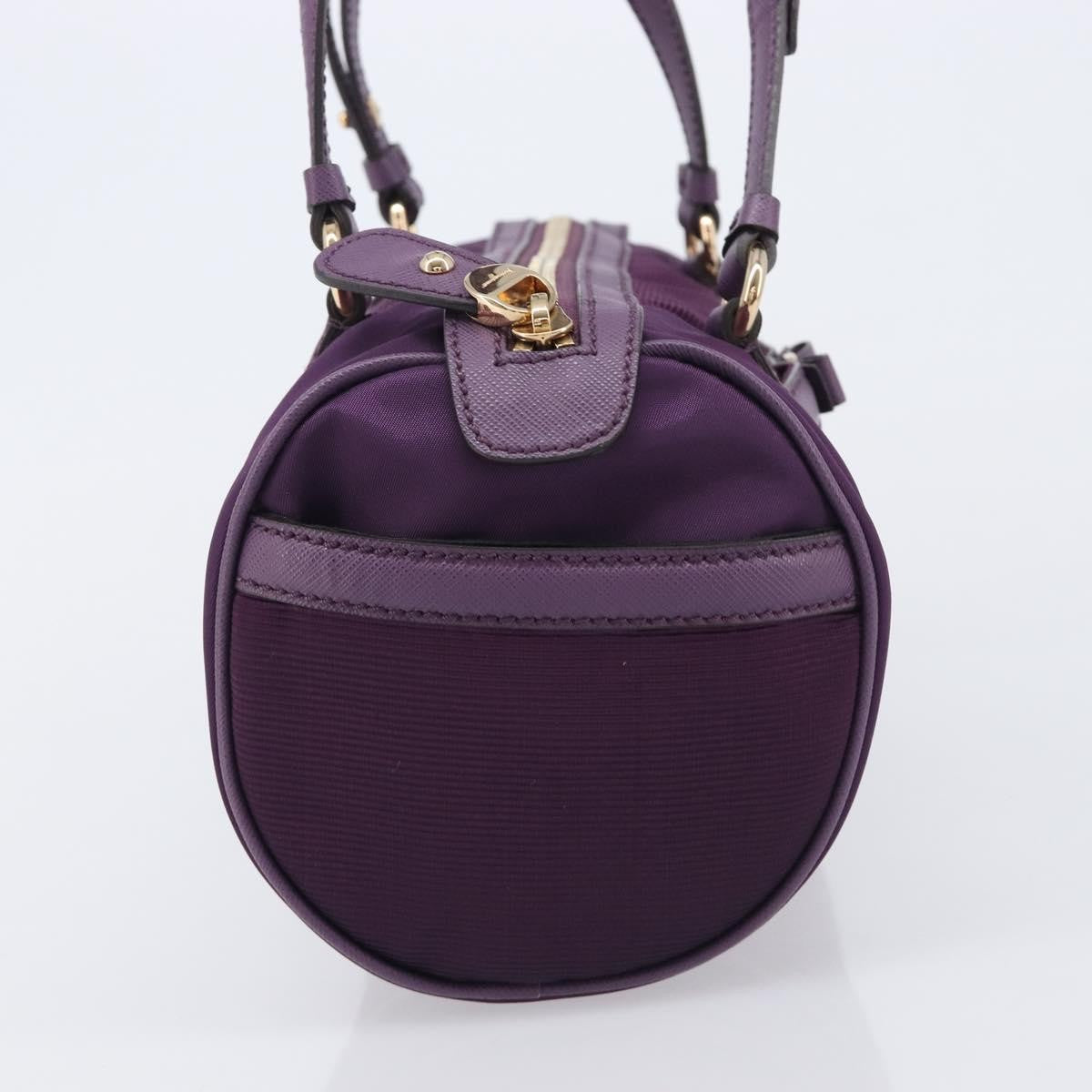 Salvatore Ferragamo Vara Bow Cylinder Bag Nylon, Purple, Nylon, Shoulder Bag
