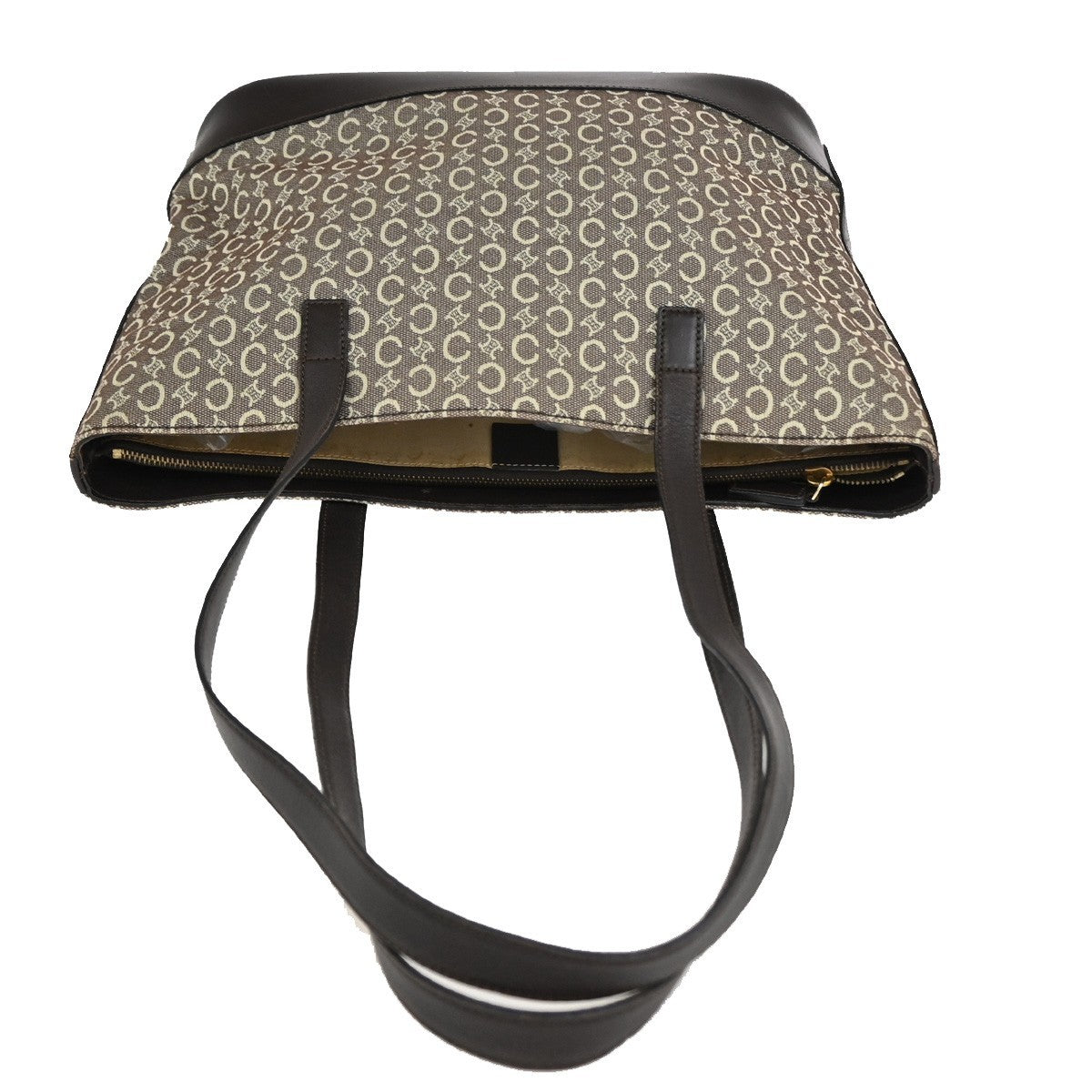 Celine Vintage Macadam Shopper Coated Canvas, Brown, Canvas, Tote Bag