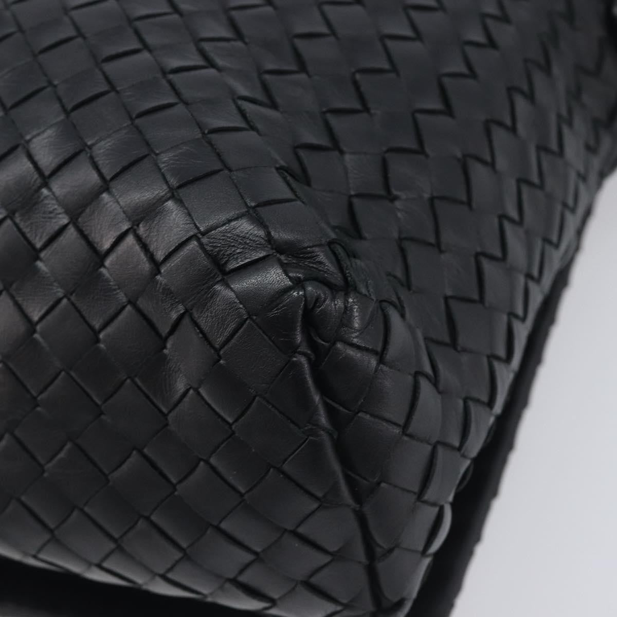 Bottega Veneta Square Flap Messenger Intrecciato Nappa, Black, Leather, Handbag