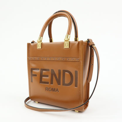 Fendi Sunshine Shopper Leather, Brown, Leather, Tote Bag