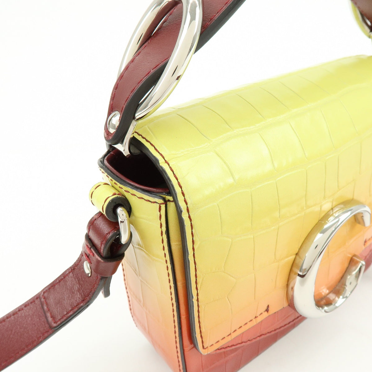 Chloe C Flap Crocodile Embossed Leather, Multicolour, Leather, Handbag