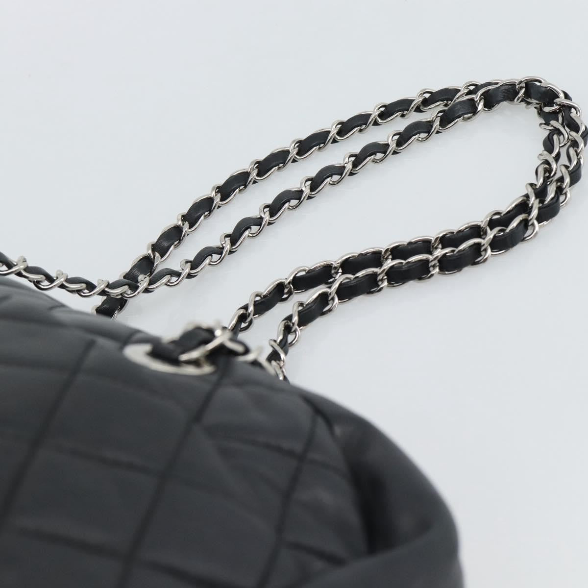Chanel Mademoiselle Chain Quilted Lambskin, Black, Leather, Shoulder Bag