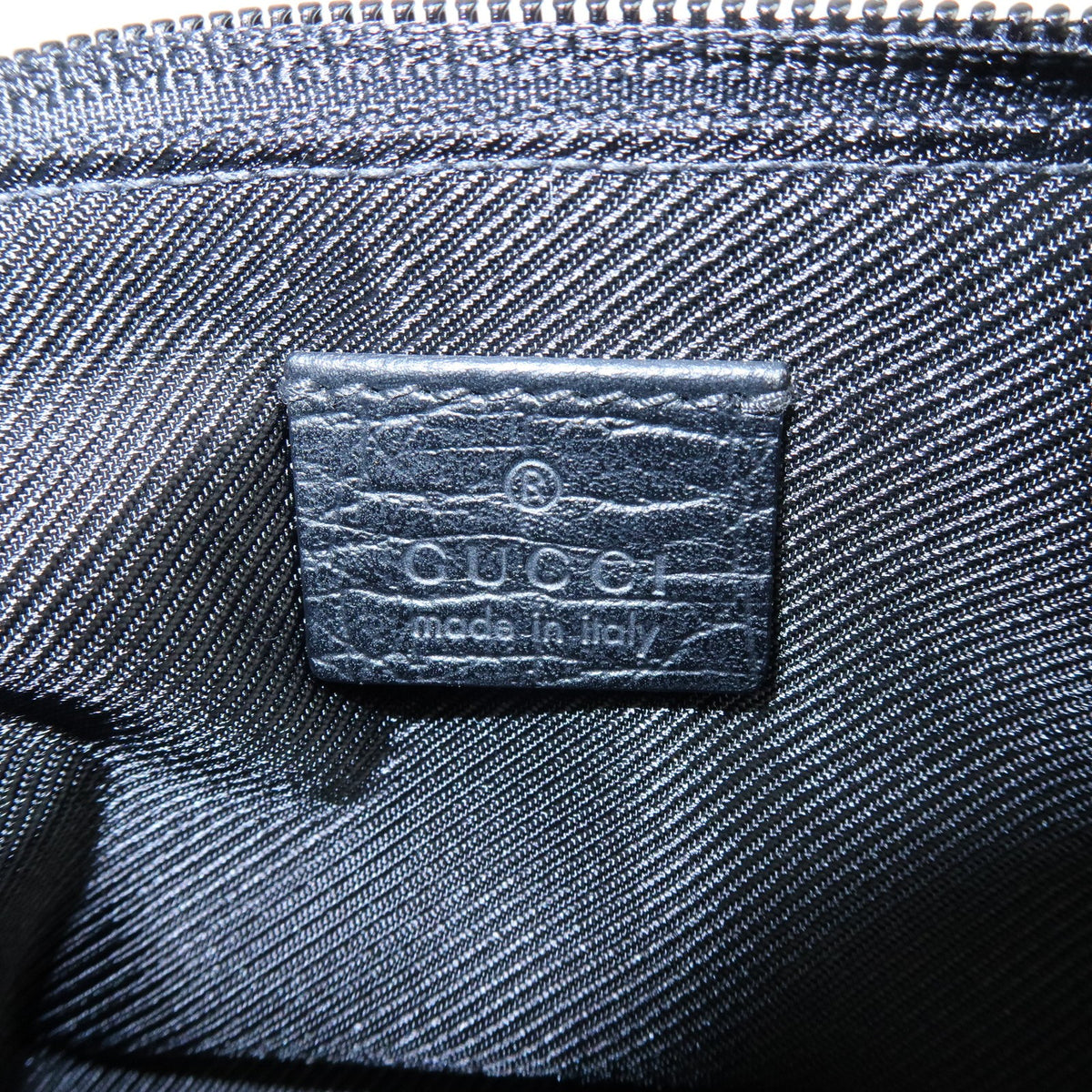 Gucci Boat Pochette GG Denim, Black, Canvas, Clutch
