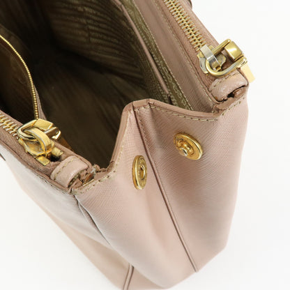Prada Galleria Double Zip Saffiano Leather, Pink, Leather, Tote Bag