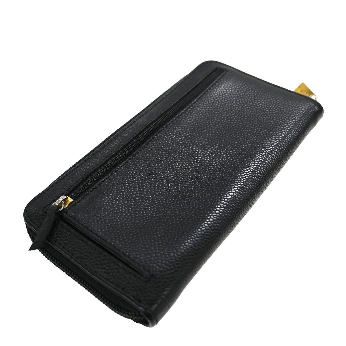 Chanel Portefeuille long CC logo calfskin leather, Black, Leather, Wallet