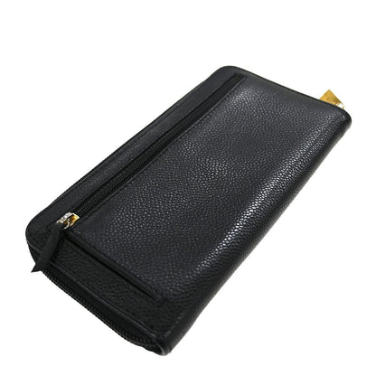 Chanel Portefeuille long CC logo calfskin leather, Black, Leather, Wallet