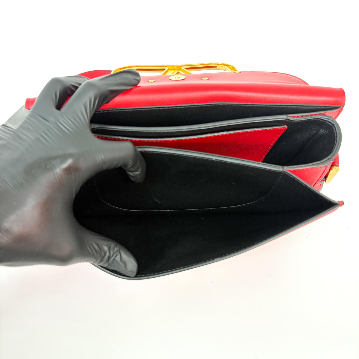 Valentino Garavani Supervee Leather, Gold, Leather, Crossbody Bag