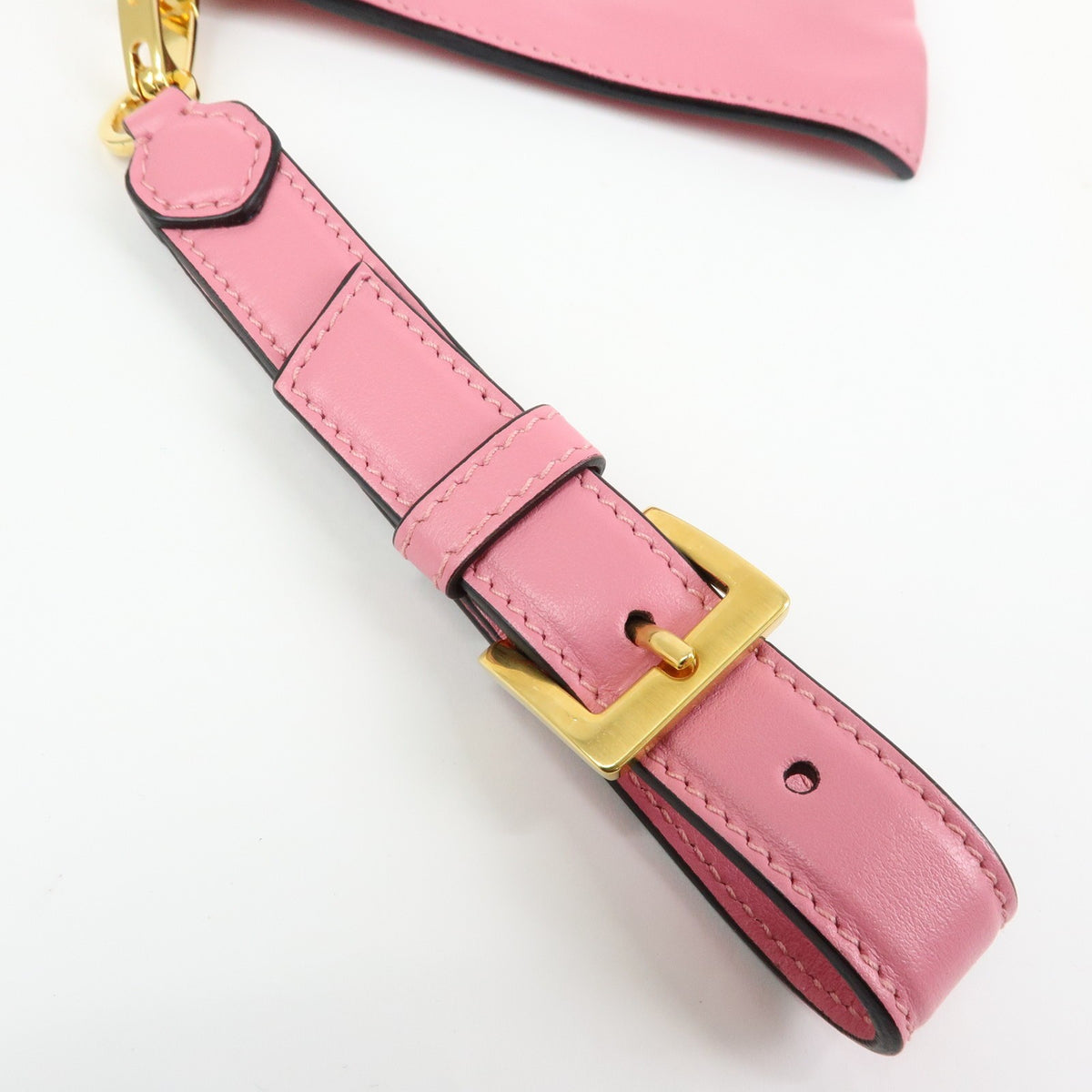 Miu Miu Logo Chain Clutch Shearling, Pink, Leather, Clutch