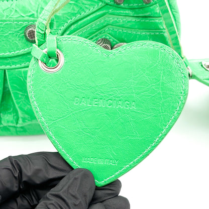 Balenciaga Le Cagole Giant Spikes Leather, Green, Leather, Shoulder Bag