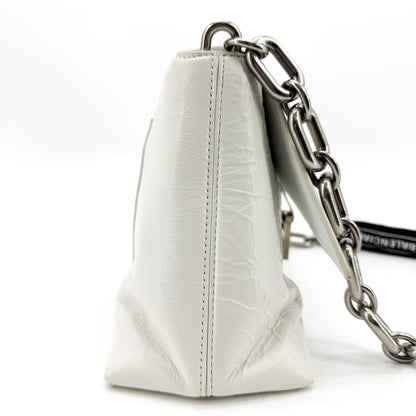Balenciaga Downtown S Chain-Handle Leather, White, Leather, Shoulder Bag