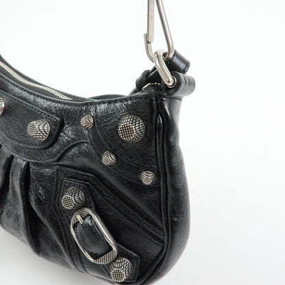 Balenciaga Le Cagole Giant Studs Chain Leather, Black, Leather, Shoulder Bag