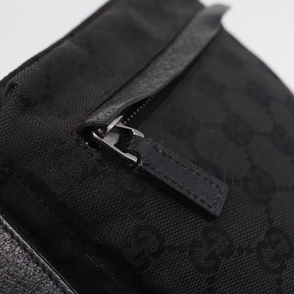 Gucci Two Pocket Belt Bag GG Canvas, Black, Canvas, Handbag