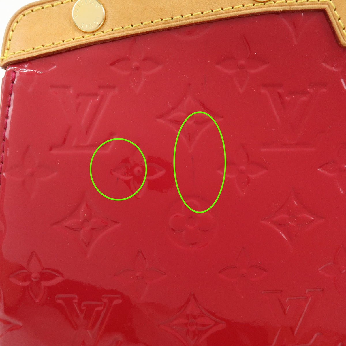 Louis Vuitton Brea Monogram Vernis, Red, Leather, Handbag